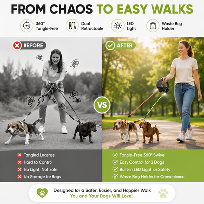 360° Tangle-Free Dog Leash with LED