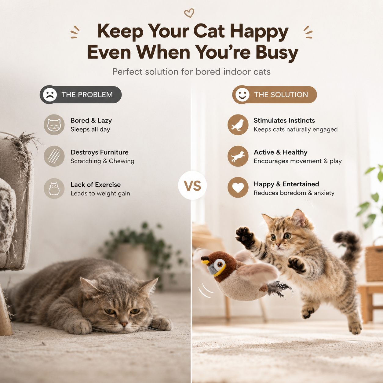 Electric Bird Cat Toy with Catnip