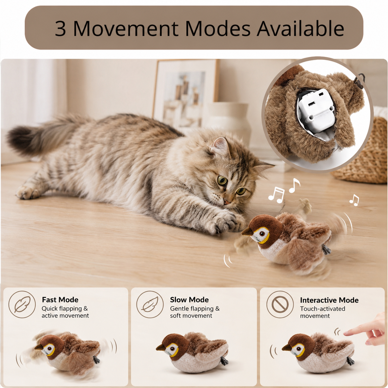 Electric Bird Cat Toy with Catnip