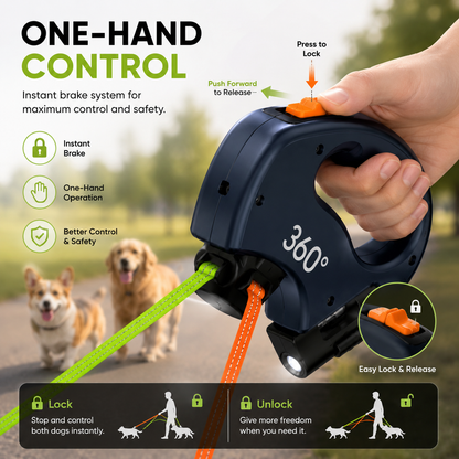360° Tangle-Free Dog Leash with LED