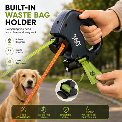360° Tangle-Free Dog Leash with LED